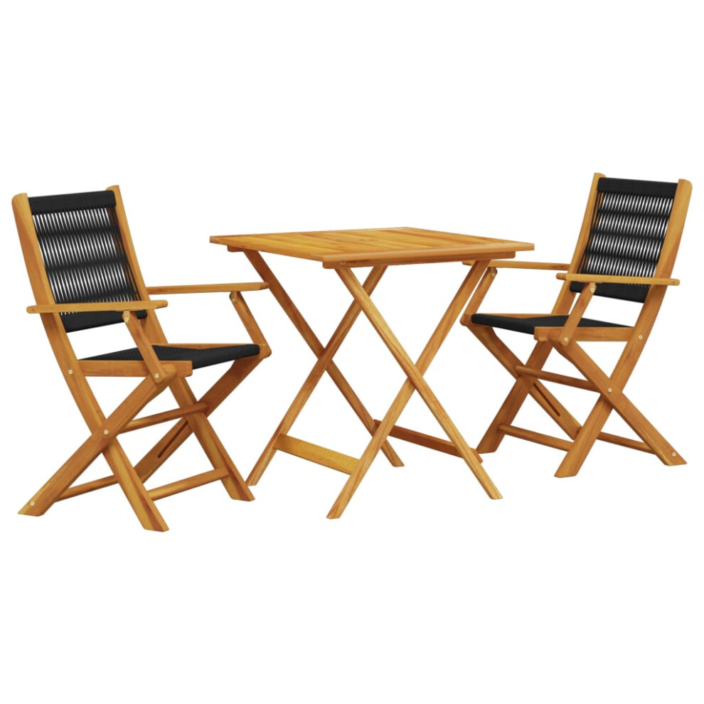 Vidaxl Bistro Set 3 Piece Outdoor Bar Set Black Polypropylene And Solid Wood