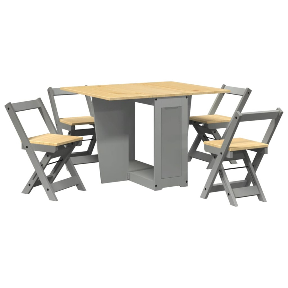 vidaXL Butterfly Dining Set 5 Piece Foldable Table and Chair Grey Pinewood-image-OPC-PFBQPQZ-NEW