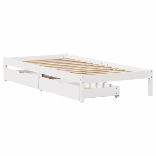 VidaXL vidaXL Bed Frame with Drawers Home Bed Base White 100x200 cm Solid Wood Pine 2