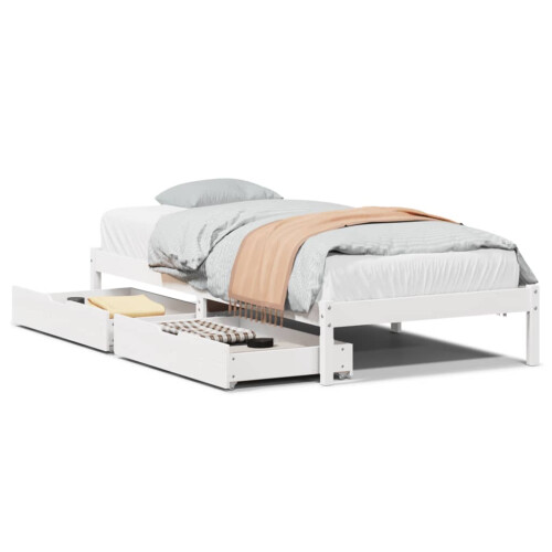 VidaXL vidaXL Bed Frame with Drawers Home Bed Base White 100x200 cm Solid Wood Pine