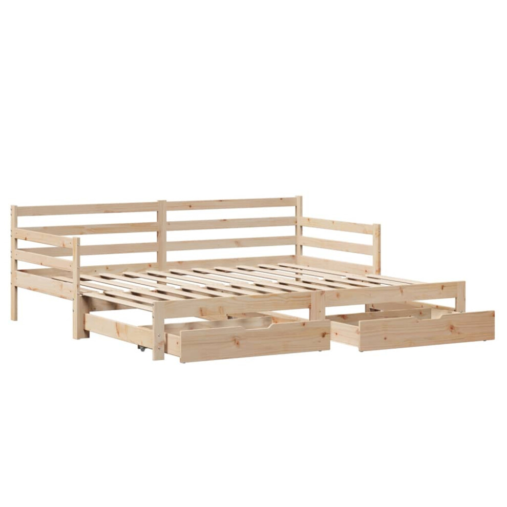 vidaXL Daybed with Trundle and Drawers Sofa Bed 90x190 cm Solid Wood Pine