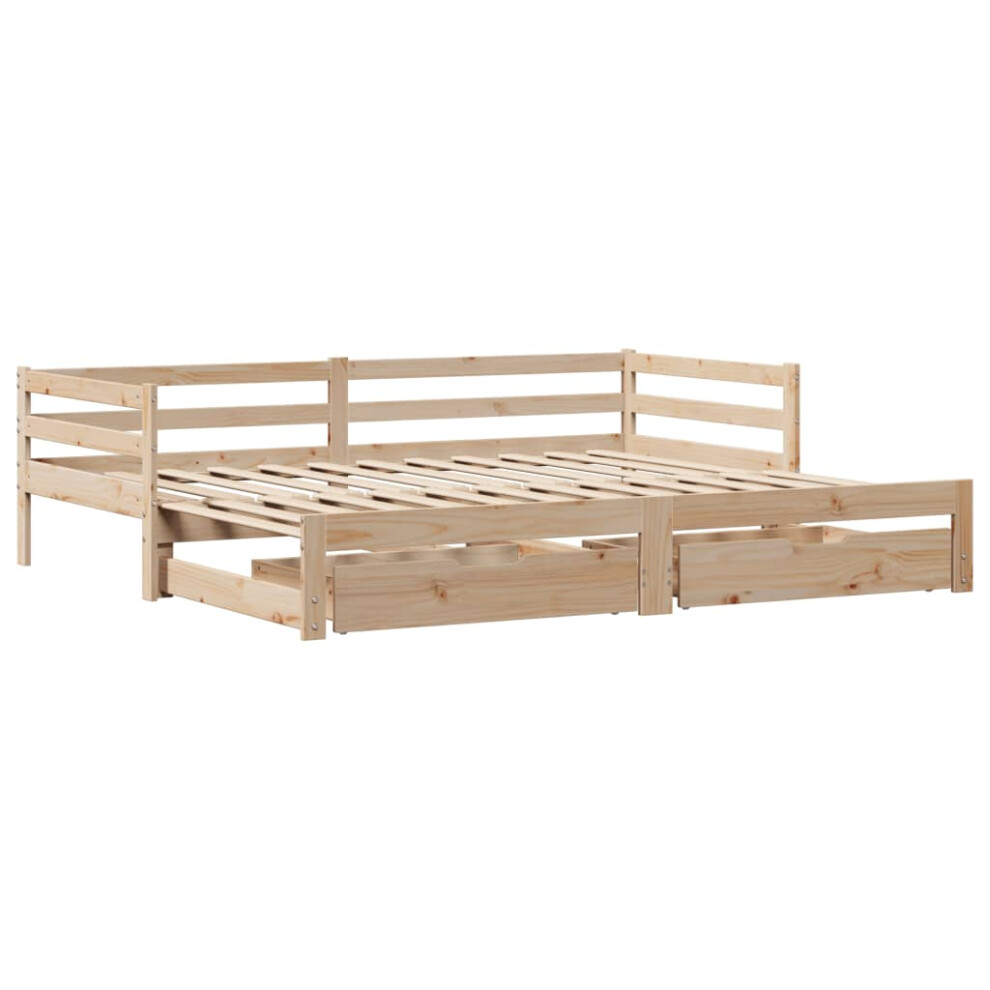 vidaXL Daybed with Trundle and Drawers Sofa Bed 90x190 cm Solid Wood Pine