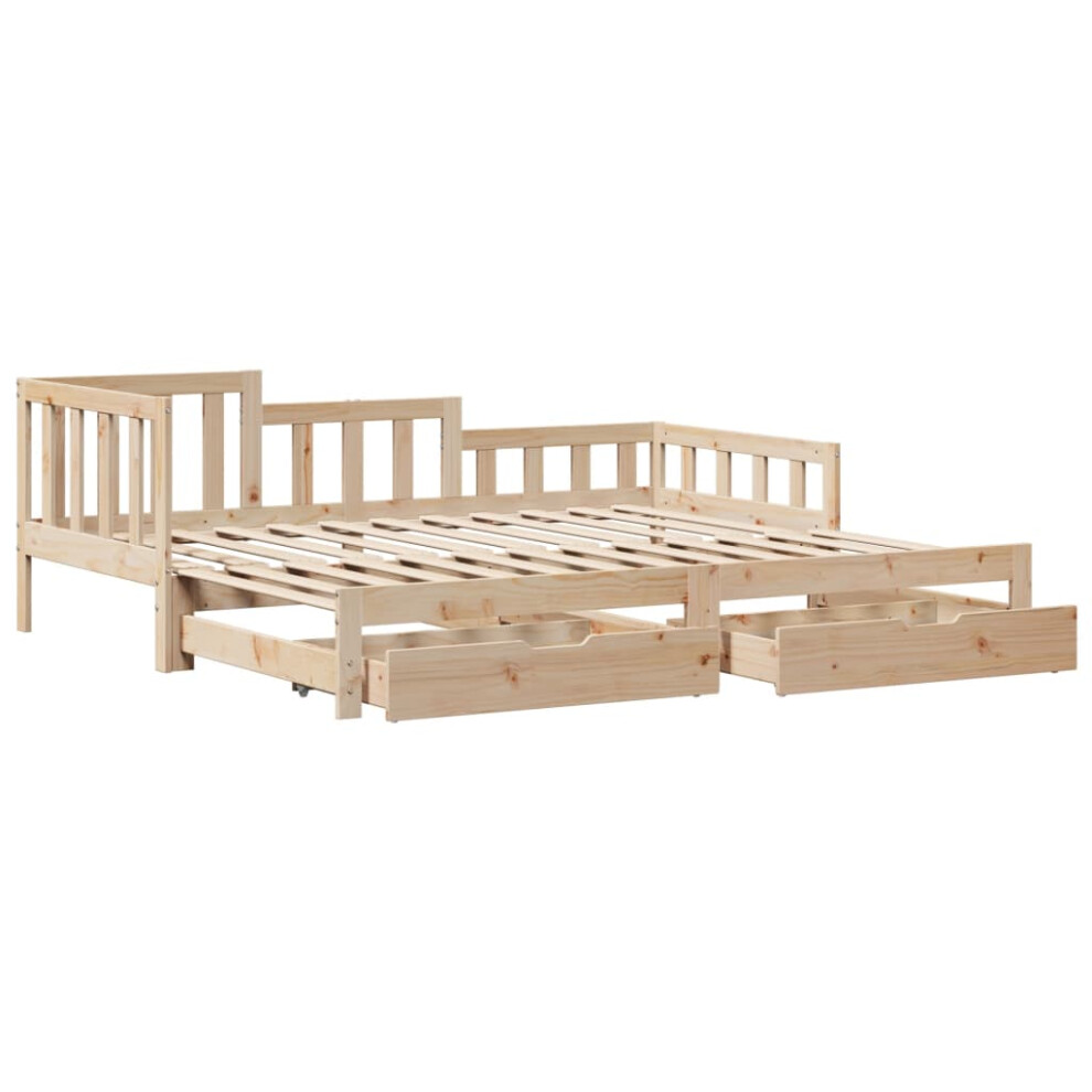 vidaXL Daybed with Trundle and Drawers Sofa Bed 90x190 cm Solid Wood Pine