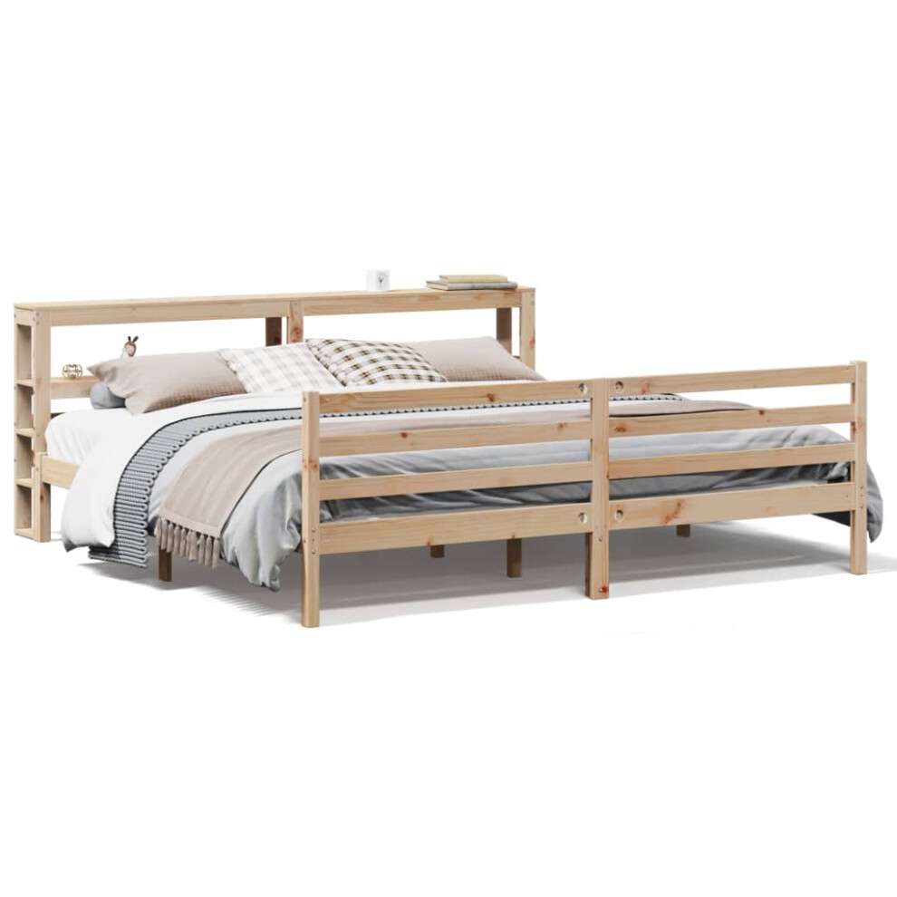 vidaXL Bed Frame with Headboard Bed 180x200 cm Super King Solid Wood Pine