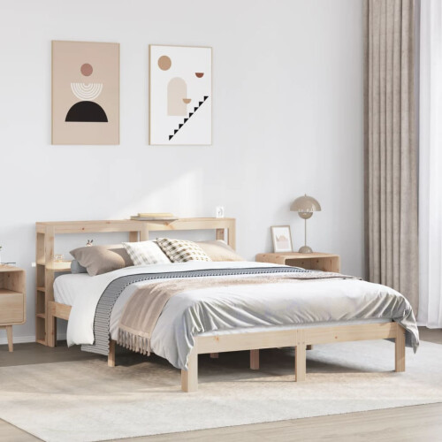 VidaXL vidaXL Bed Frame with Headboard Bed 120x190 cm Small Double Solid Wood Pine 2