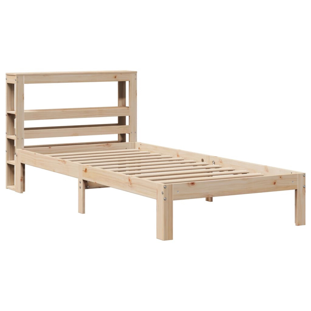 Vidaxl Bed Frame With Headboard Bed Base 90X190 Cm Single Solid Wood Pine