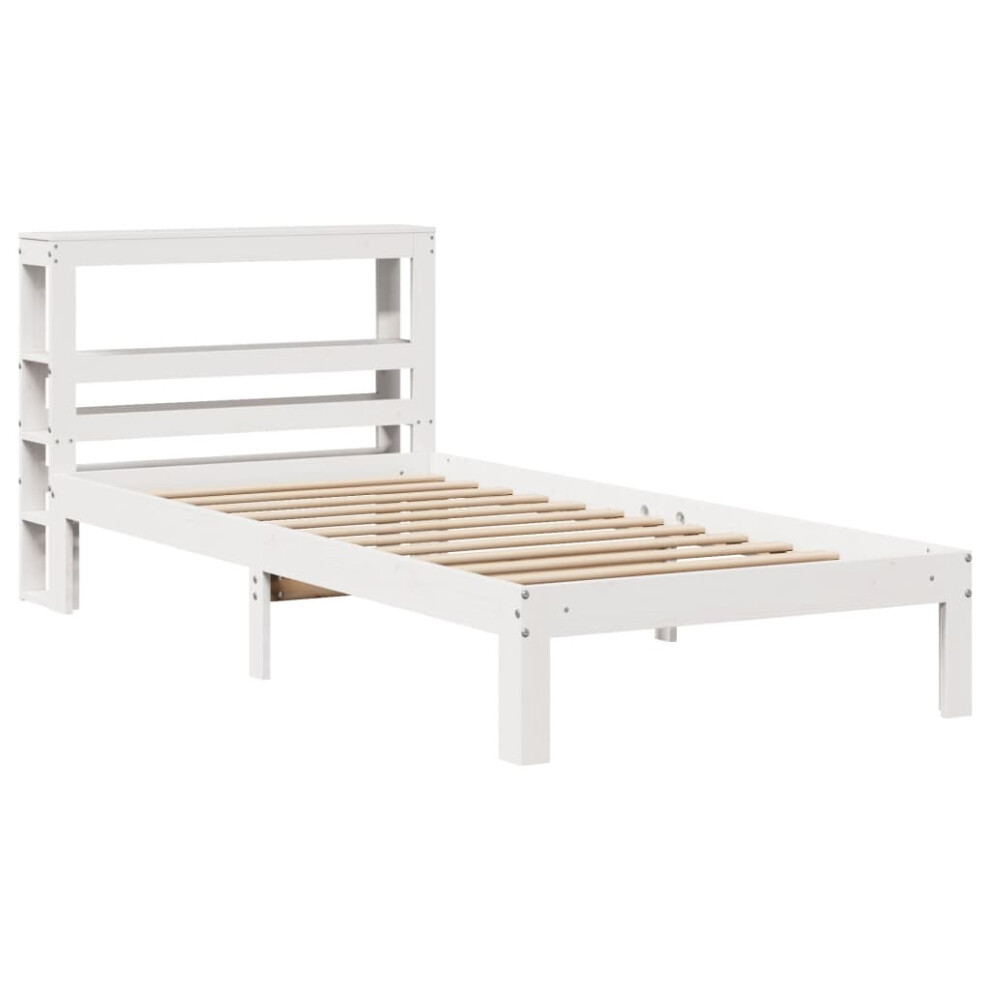 vidaXL Bed Frame with Headboard Home Bed Base White 90x200 cm Solid Wood Pine