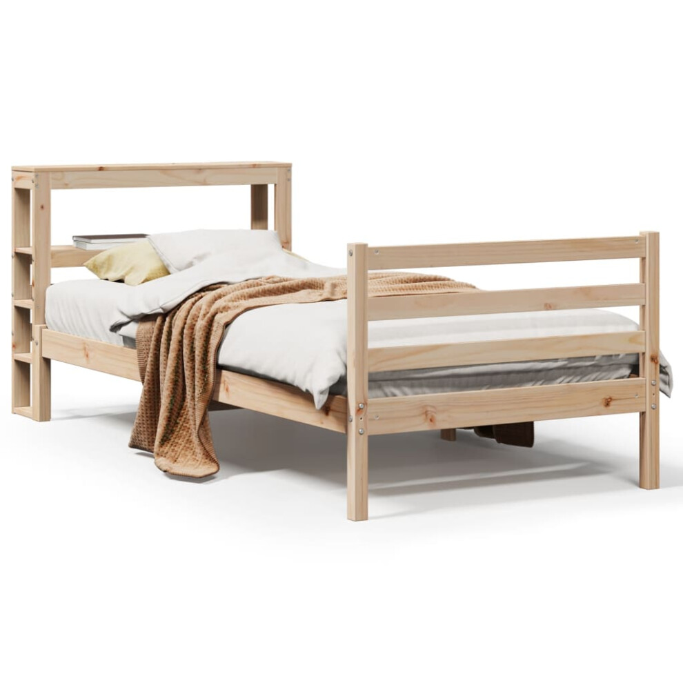 vidaXL Bed Frame With Headboard Bed Base Bedstead 100x200 Cm Solid Wood Pine