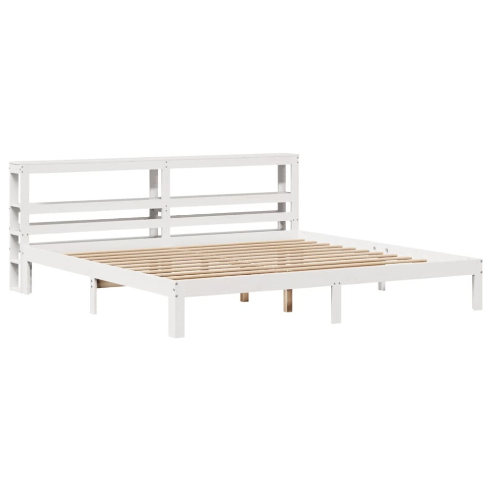 vidaXL Bed Frame with Headboard Bed Base White 200x200 cm Solid Wood Pine