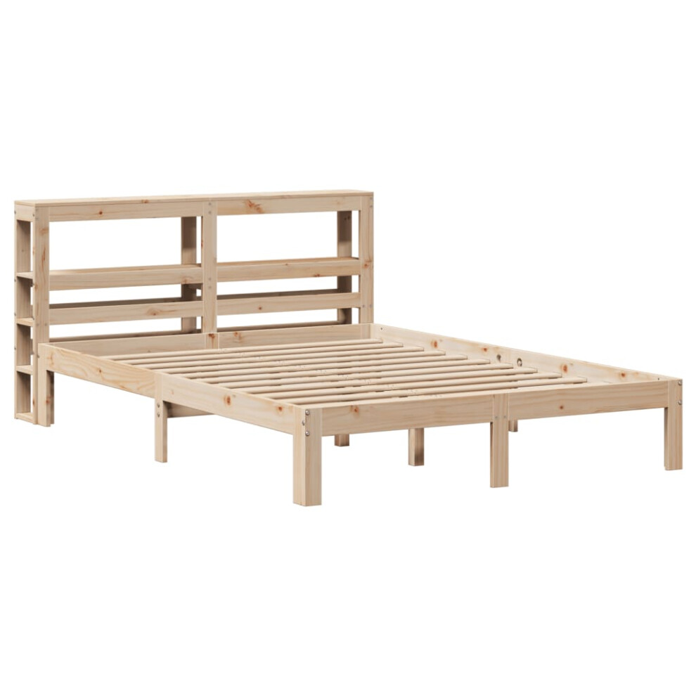 vidaXL Bed Frame with Headboard Bed Base 150x200 cm King Size Solid Wood Pine