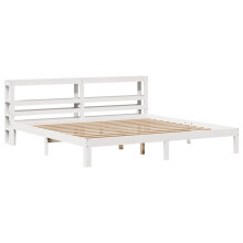 vidaXL Bed Frame with Headboard White 180x200 cm Super King Solid Wood Pine