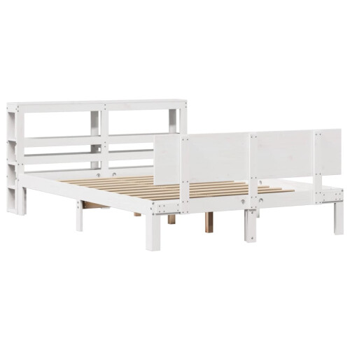 VidaXL vidaXL Bed Frame with Headboard White 150x200 cm King Size Solid Wood Pine 1