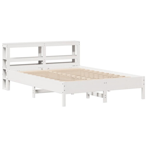 VidaXL vidaXL Bed Frame with Headboard White 150x200 cm King Size Solid Wood Pine 2