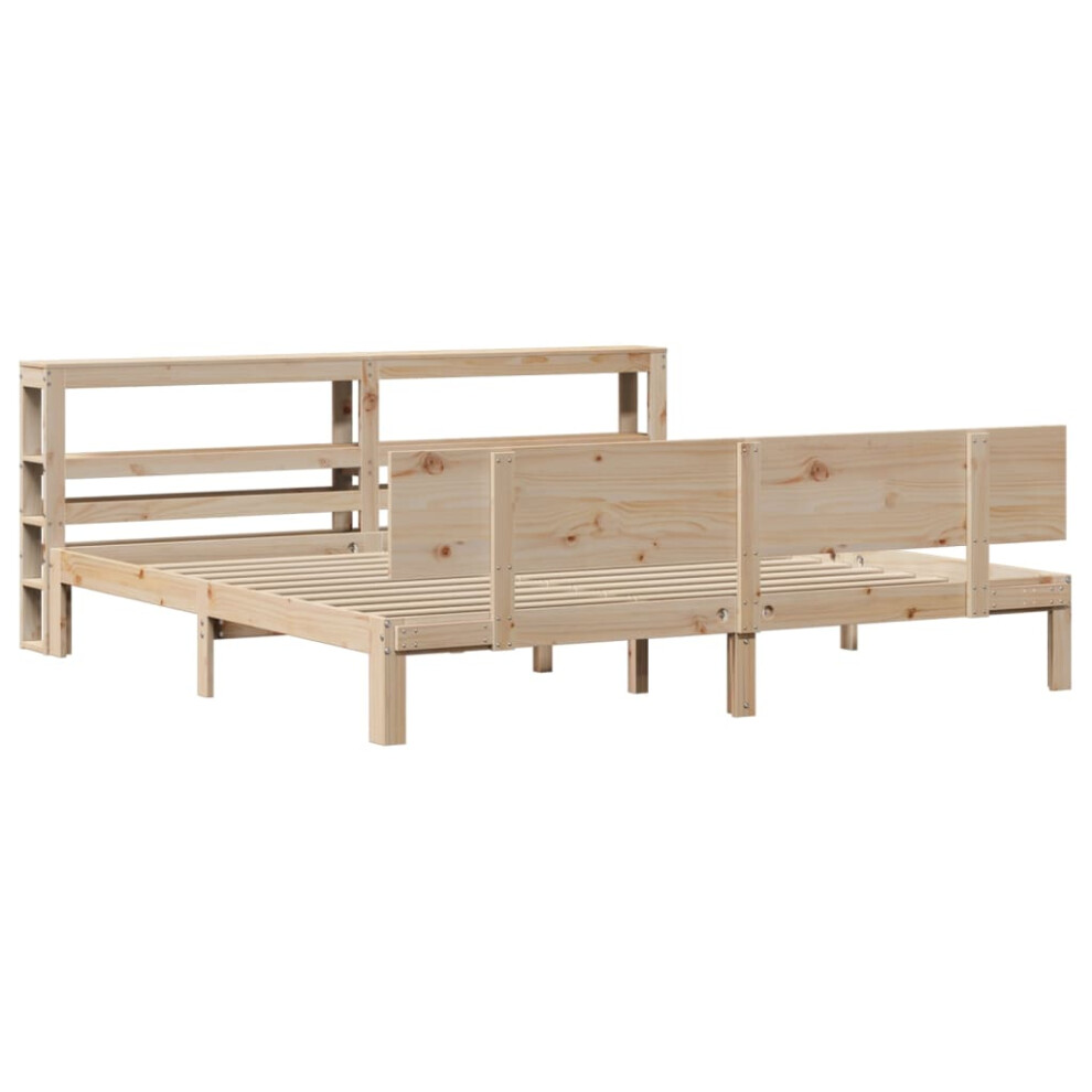 Vidaxl Bed Frame With Headboard Bed Base Bedstead 200X200 Cm Solid Wood Pine
