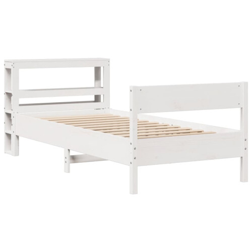 VidaXL vidaXL Bed Frame with Headboard Bed White 90x190 cm Single Solid Wood Pine 2