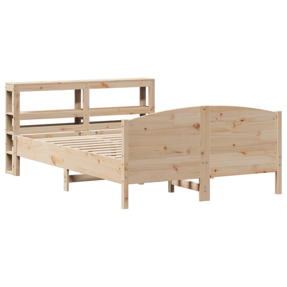 vidaXL Bed Frame with Headboard Bed Base 150x200 cm King Size Solid Wood Pine