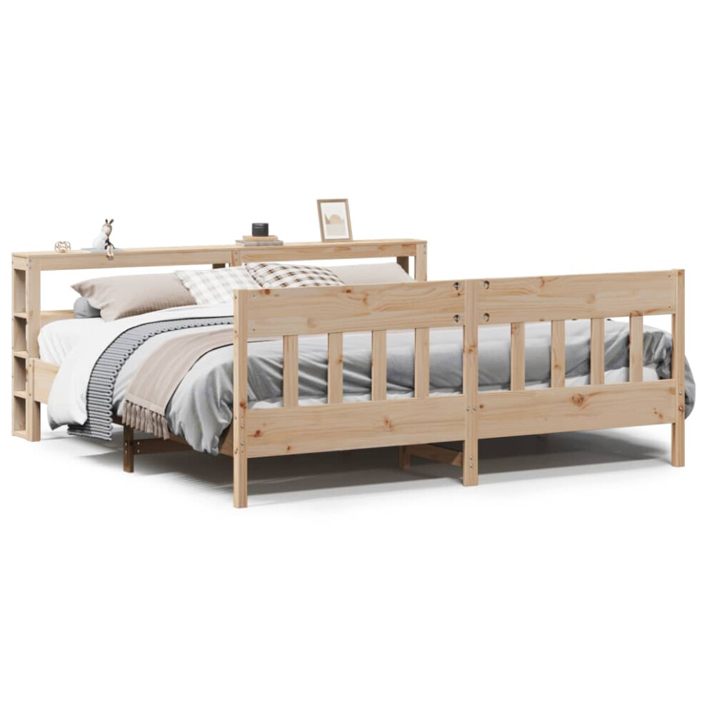 vidaXL Bed Frame with Headboard Bed 180x200 cm Super King Solid Wood Pine