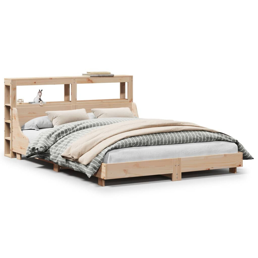 vidaXL Bed Frame with Headboard Bed Base Bedstead 160x200 cm Solid Wood Pine