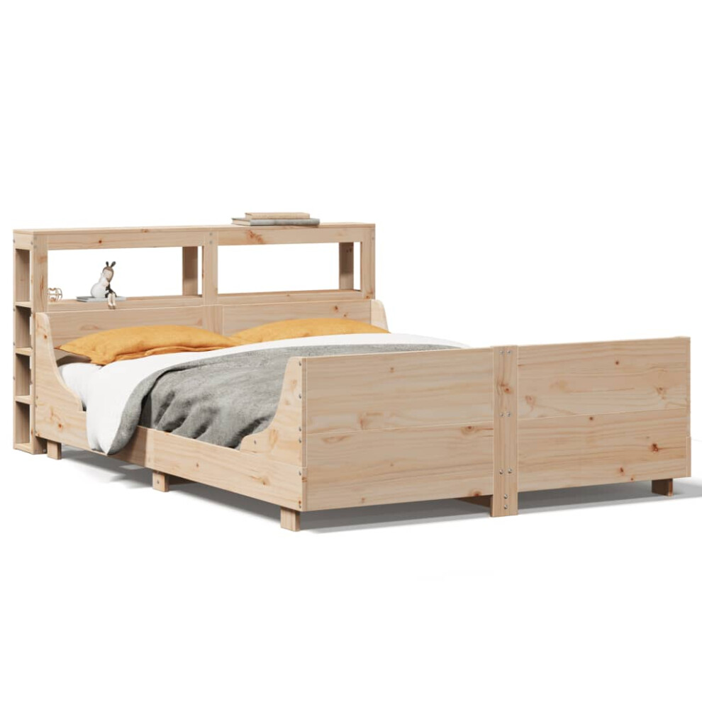 vidaXL Bed Frame with Headboard Bed 120x190 cm Small Double Solid Wood Pine