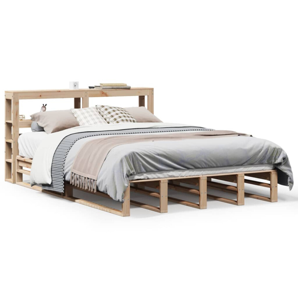 vidaXL Bed Frame With Headboard Bed Base Bedstead 160x200 Cm Solid Wood Pine