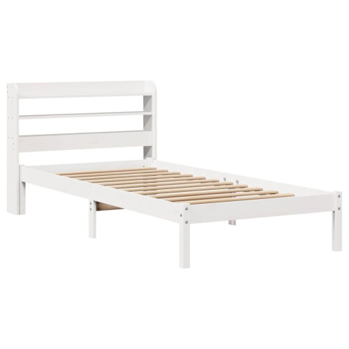 VidaXL vidaXL Bed Frame with Headboard White 75x190 cm Small Single Solid Wood Pine 2