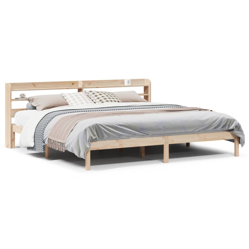 vidaXL Bed Frame with Headboard Bed 180x200 cm Super King Solid Wood Pine