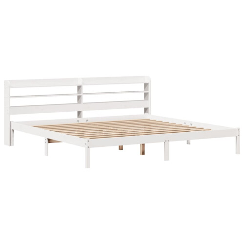 VidaXL vidaXL Bed Frame with Headboard White 180x200 cm Super King Solid Wood Pine 2