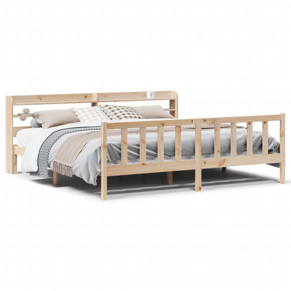 vidaXL Bed Frame with Headboard Bed Base Bedstead 200x200 cm Solid Wood Pine