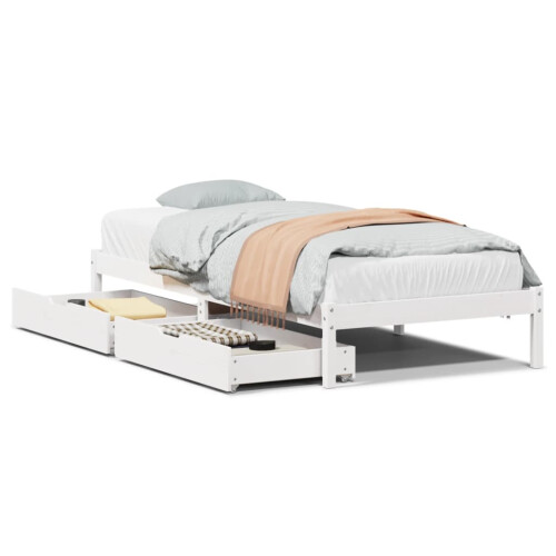 VidaXL vidaXL Bed Frame with Drawers Home Bed Base White 90x200 cm Solid Wood Pine