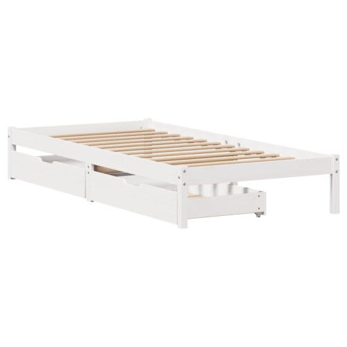 VidaXL vidaXL Bed Frame with Drawers Home Bed Base White 90x200 cm Solid Wood Pine 2