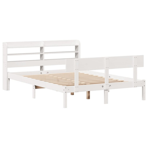 VidaXL vidaXL Bed Frame with Headboard White 150x200 cm King Size Solid Wood Pine 2