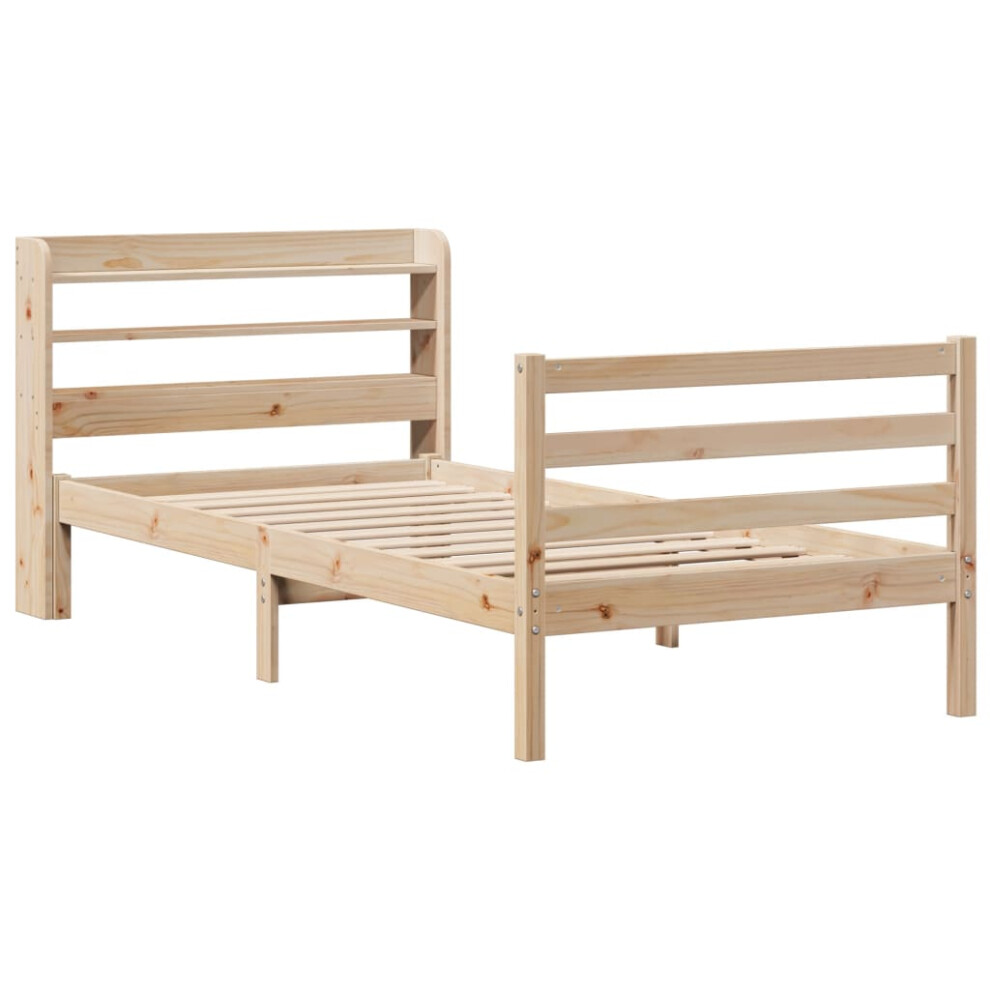 vidaXL Bed Frame with Headboard Bed 75x190 cm Small Single Solid Wood Pine