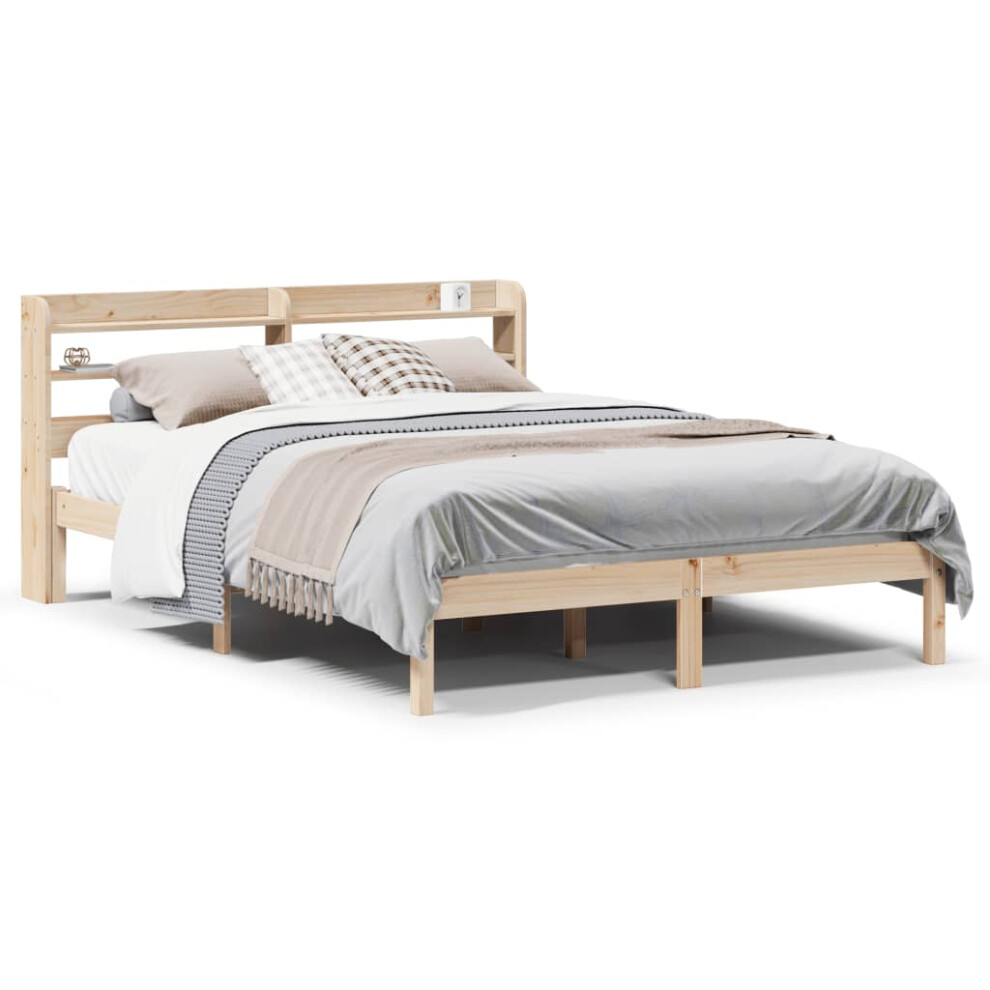 vidaXL Bed Frame with Headboard Bed Base Bedstead 160x200 cm Solid Wood Pine