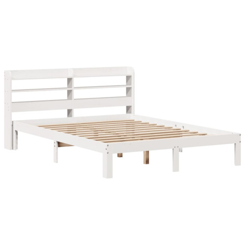 VidaXL vidaXL Bed Frame with Headboard White 120x190 cm Small Double Solid Wood Pine 1