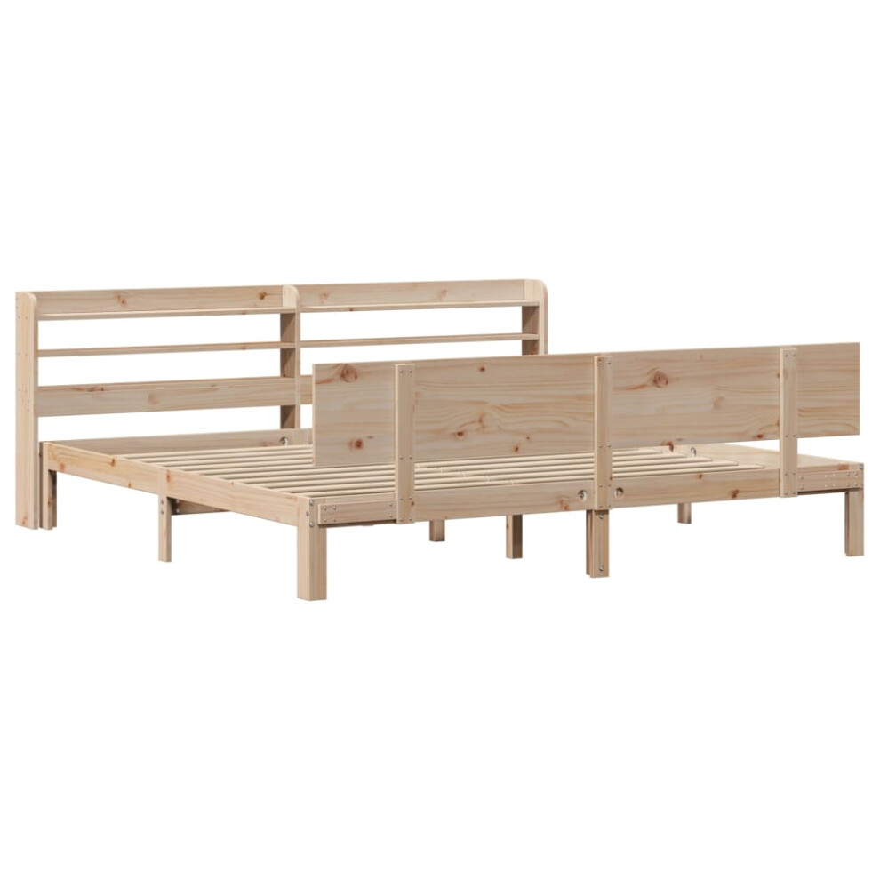 vidaXL Bed Frame with Headboard Bed Base Bedstead 200x200 cm Solid Wood Pine