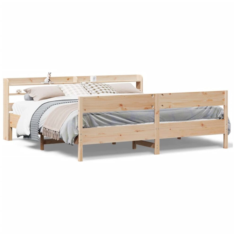 vidaXL Bed Frame with Headboard Bed 180x200 cm Super King Solid Wood Pine