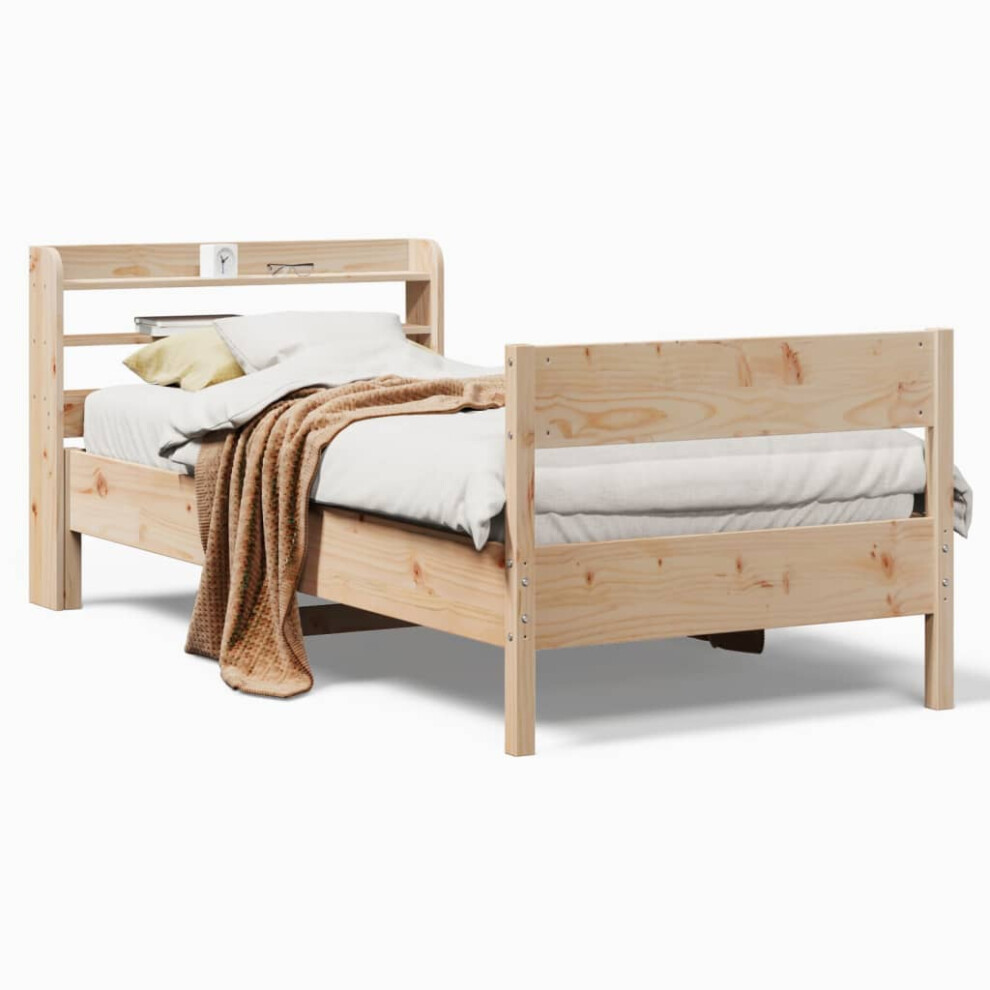 vidaXL Bed Frame with Headboard Bed 75x190 cm Small Single Solid Wood Pine