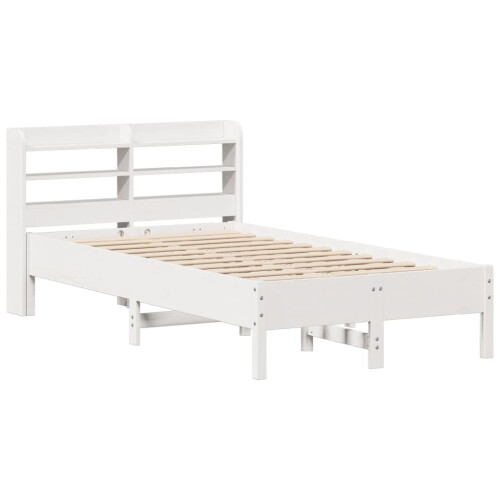 VidaXL vidaXL Bed Frame with Headboard White 75x190 cm Small Single Solid Wood Pine 2