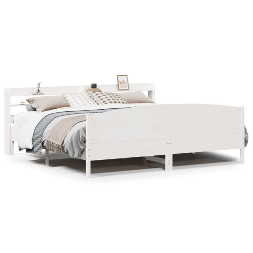 VidaXL vidaXL Bed Frame with Headboard White 180x200 cm Super King Solid Wood Pine