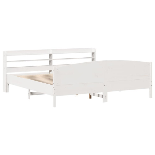VidaXL vidaXL Bed Frame with Headboard White 180x200 cm Super King Solid Wood Pine 2