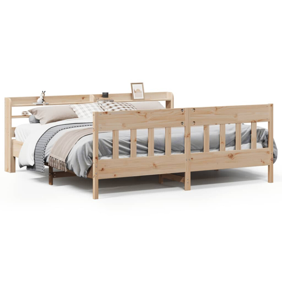 vidaXL Bed Frame with Headboard Bed Base Bedstead 200x200 cm Solid Wood Pine