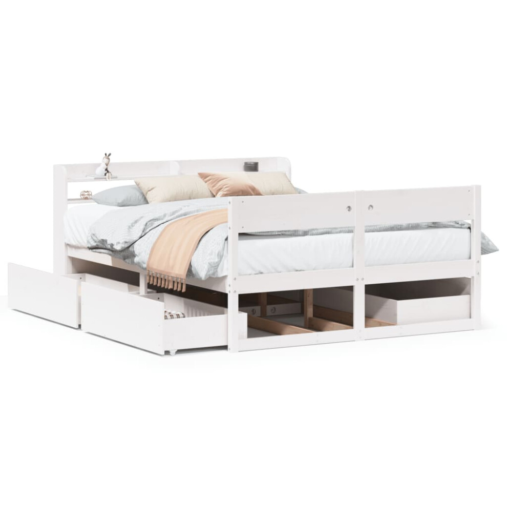 Vidaxl Bed Frame Without Mattress Bed Base White 160X200 Cm Solid Wood Pine