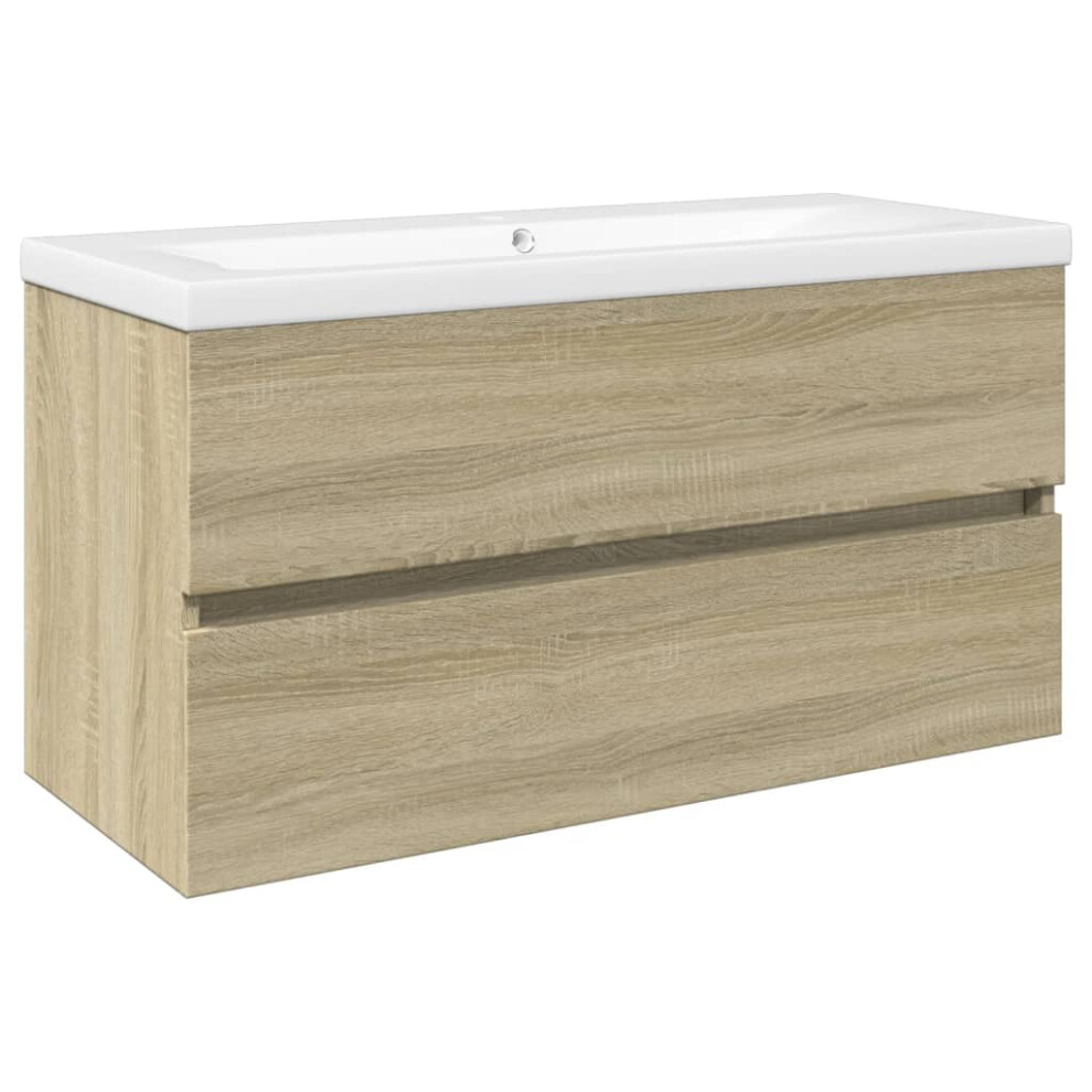 Vidaxl Bathroom Furniture Set 2 Piece Sink Cabinet Ceramic And Engineered Wood