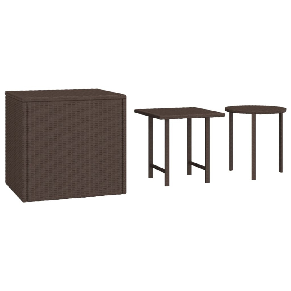 vidaXL Garden Side Tables Dining Table Outdoor Table 3 pcs Brown Poly Rattan