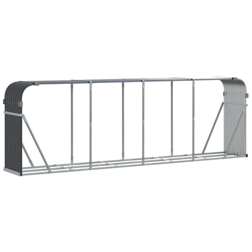 vidaXL Log Holder Firewood Rack Log Wood Storage Anthracite Galvanised Steel