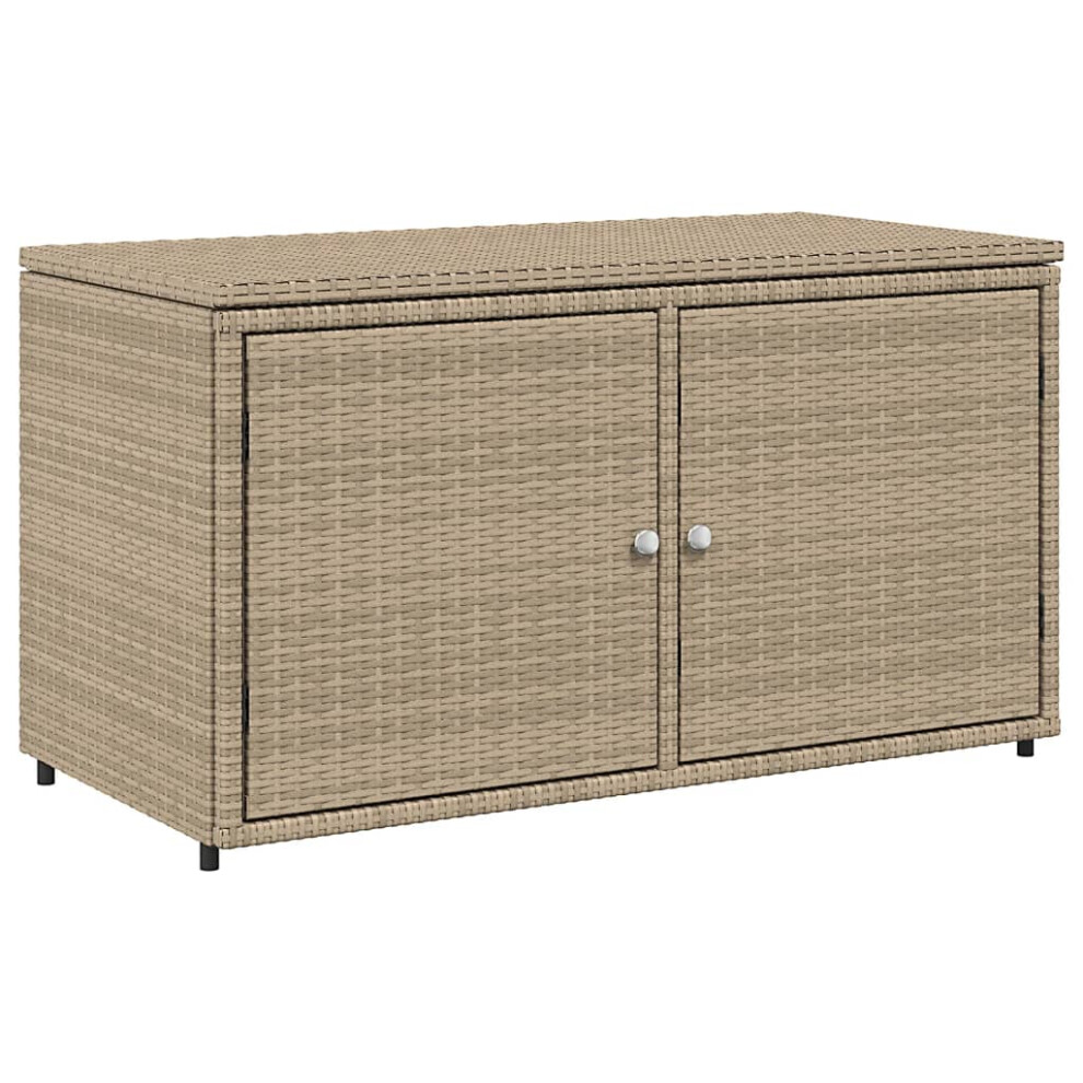 vidaXL Garden Storage Cabinet Outdoor Storage Box Cupboard Beige Poly Rattan