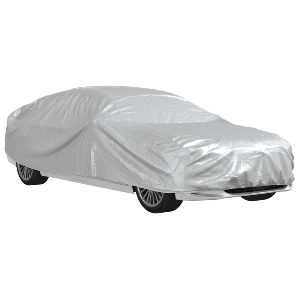 vidaXL Car Cover For Sedan With Buckle Straps Full Waterproof Silver XXL PEVA