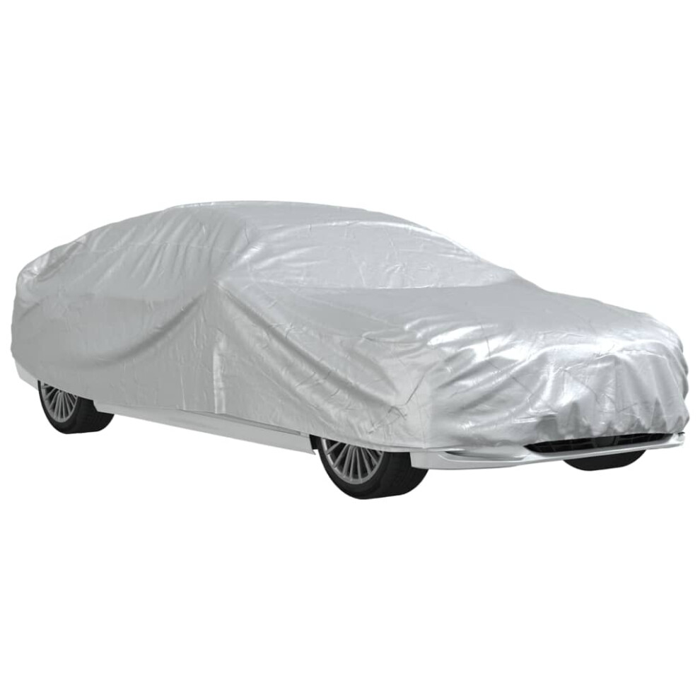 vidaXL Car Cover For Sedan With Buckle Straps Full Waterproof Silver L PEVA