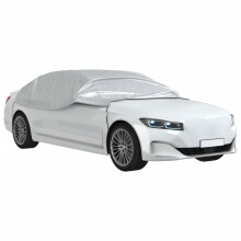 vidaXL Half Car Cover&Hooks Waterproof UV Protection Sedan Cover Silver L PEVA