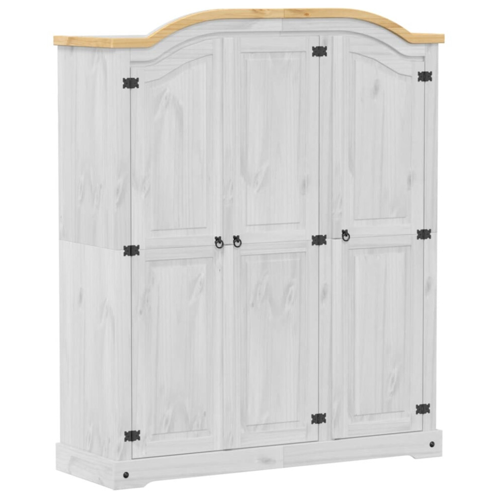 vidaXL Wardrobe Armoire Closet Clothes Storage Organiser White Solid Wood Pine